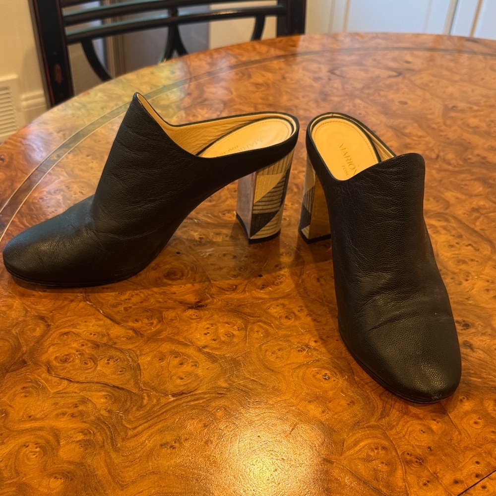 Marion Parke Black Leather Mules